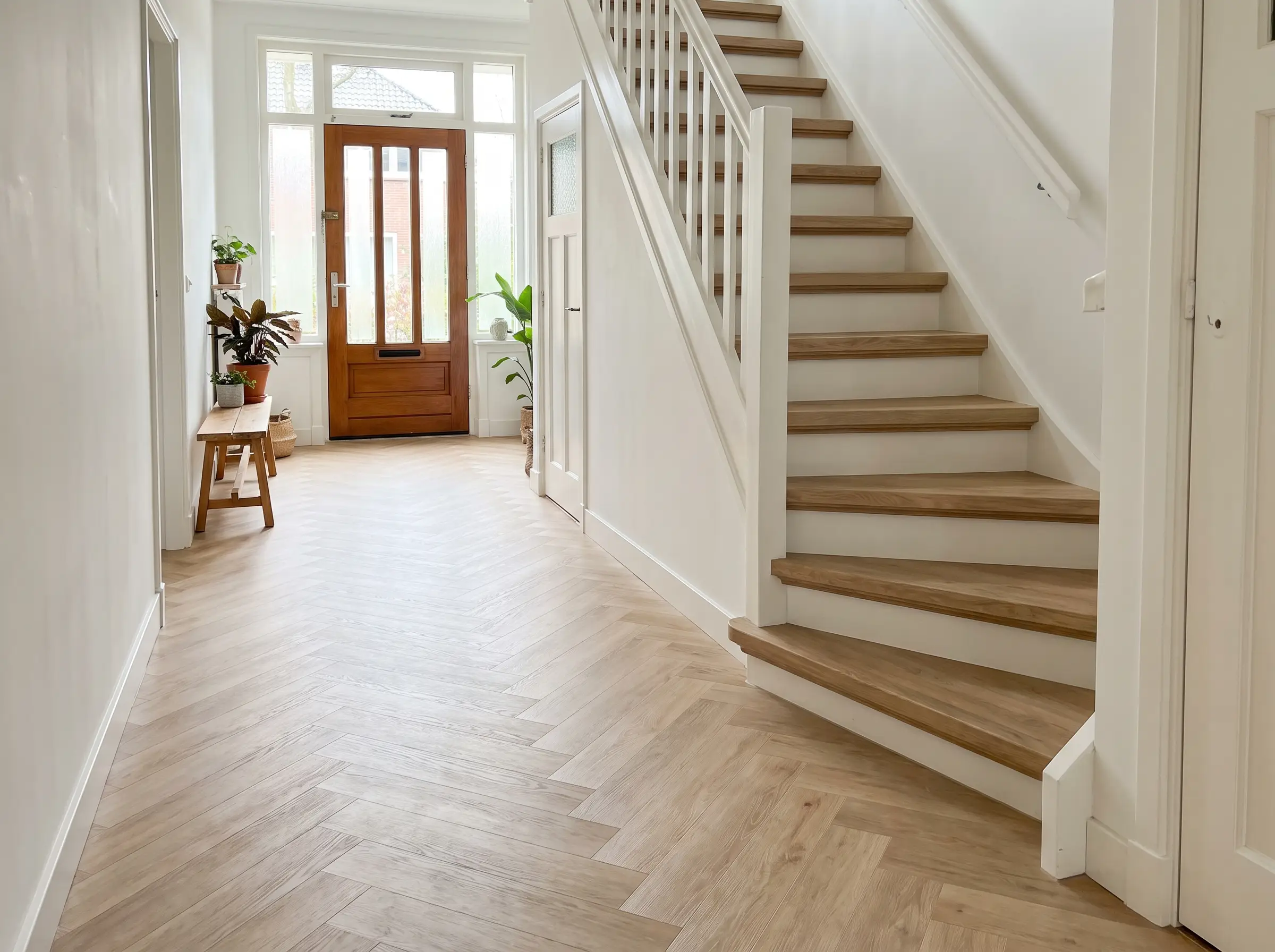 Hal: Visgraat PVC met traprenovatie